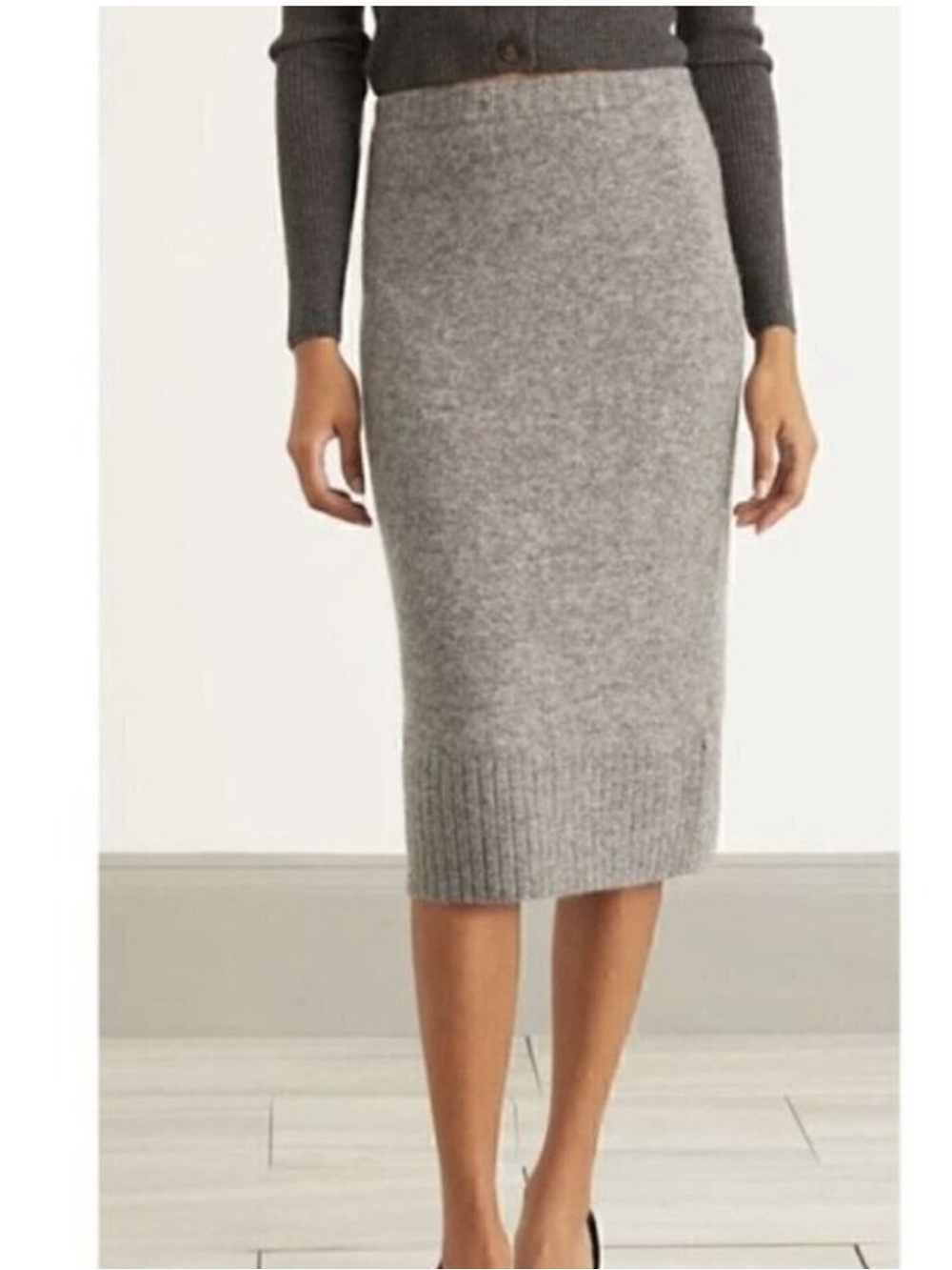 Dorothee Schumacher Soft Flash Straight Midi Skirt 4 Gray Small Classic